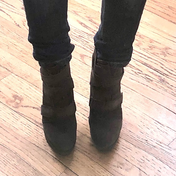 Stuart Weitzman Wild Child Suede Wedge Wraparound Bootie - Picture 10 of 16